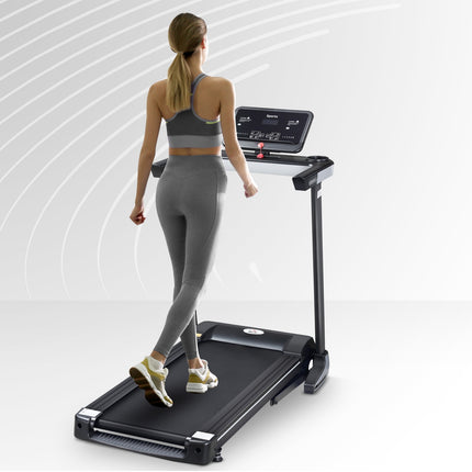 Motorizovaný skládací běžecký pás, 12 programů, nosnost 100 kg
