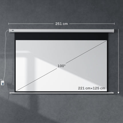 Motorisierte Leinwand 100 Zoll 16:9 mit Fernbedienung