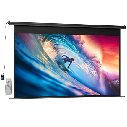 Motorisierte Beamer-Leinwand, 16:9, Fernbedienung, 266x149 cm, Schwarz