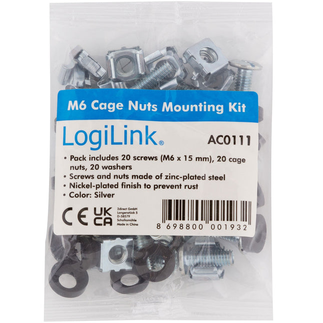 Montagesatz M6 für Rack/Wandschrank 20er-Pack