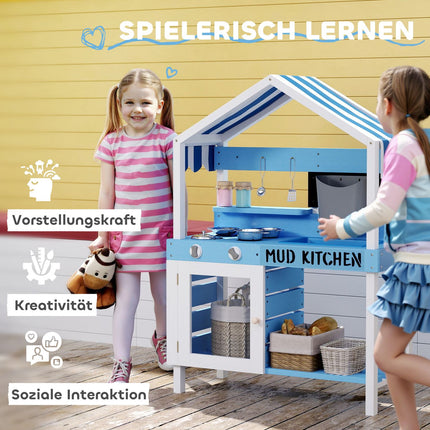 Kinder-Tonküche aus Holz mit Herd, Spüle und Ablagen