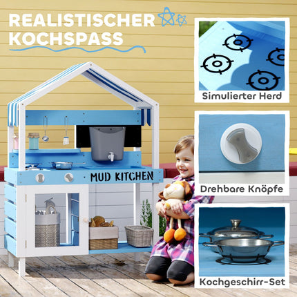 Kinder-Tonküche aus Holz mit Herd, Spüle und Ablagen