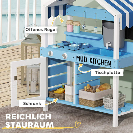 Kinder-Tonküche aus Holz mit Herd, Spüle und Ablagen