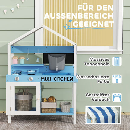 Kinder-Tonküche aus Holz mit Herd, Spüle und Ablagen