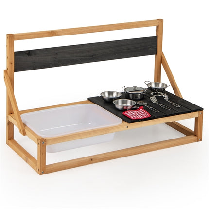 Mud kitchen children's outdoor children's kitchen fir wood with accessories natural 81 x 36 x 49 cm