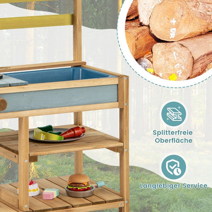 Matschküche Kinderspielküche aus Fichtenholz mit Herdknöpfen &amp; Naturspüle