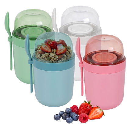 Muesli Cups To Go, 4-Pack, BPA-Free, With Spoon