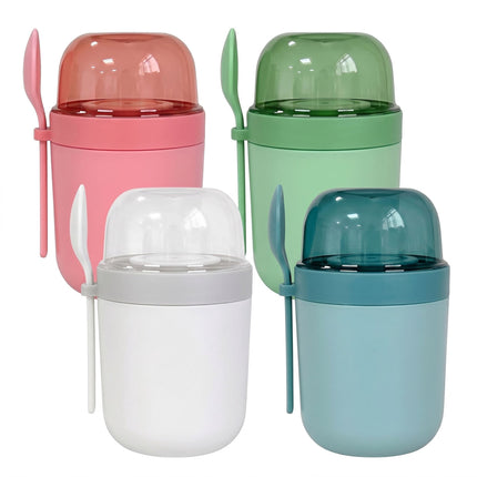 Muesli Cups To Go, 4-Pack, BPA-Free, With Spoon
