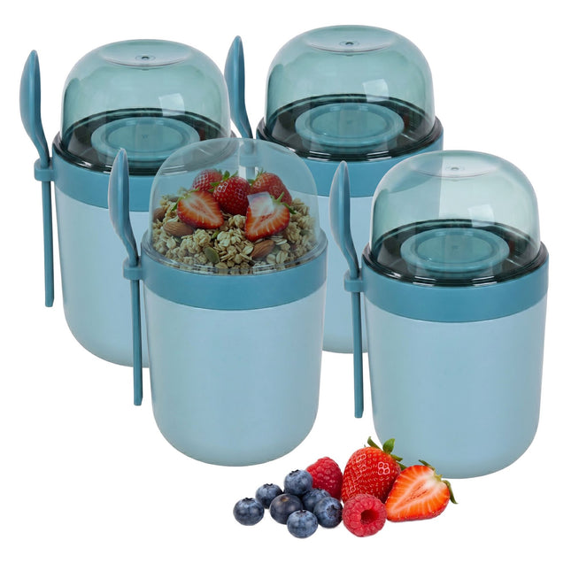 Müsli-Becher To Go, 4er-Pack, Blau, BPA-freier Kunststoff