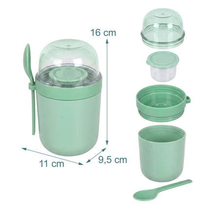 Muesli Cups To Go, 4-Pack, Green, BPA-Free Plastic