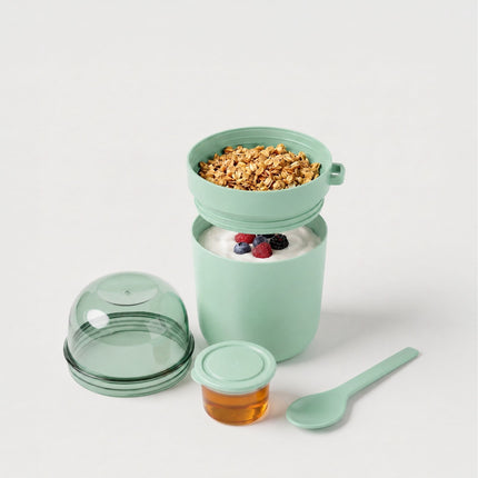 Muesli Cups To Go, 4-Pack, Green, BPA-Free Plastic