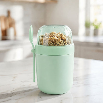 Muesli Cups To Go, 4-Pack, Green, BPA-Free Plastic