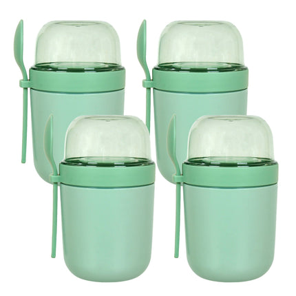 Muesli Cups To Go, 4-Pack, Green, BPA-Free Plastic