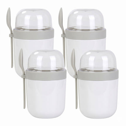 Muesli To-Go Cups with Spoon, 4-Pack, BPA-Free Plastic
