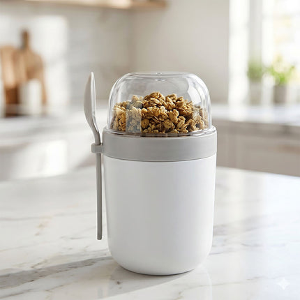 Muesli To-Go Cups with Spoon, 4-Pack, BPA-Free Plastic
