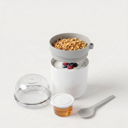 Muesli To-Go Cups with Spoon, 4-Pack, BPA-Free Plastic