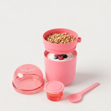 Muesli To-Go Cups with Spoon, 4-Pack, Pink