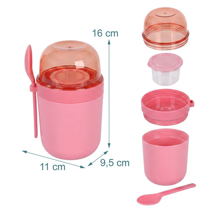 Muesli To-Go Cups with Spoon, 4-Pack, Pink