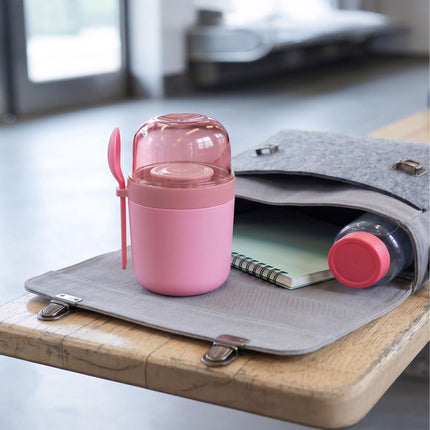 Muesli To-Go Cups with Spoon, 4-Pack, Pink