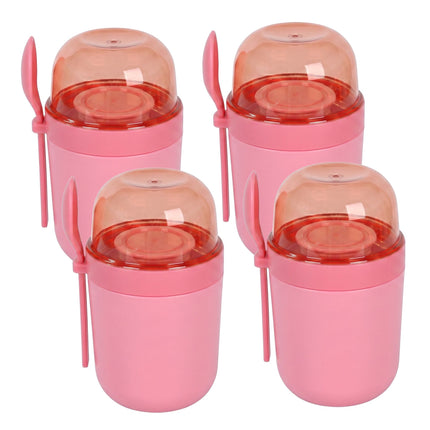 Muesli To-Go Cups with Spoon, 4-Pack, Pink