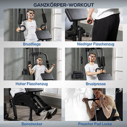 Multifunktions-Fitnessstation, Latzug/Butterfly, 45 kg Gewichte