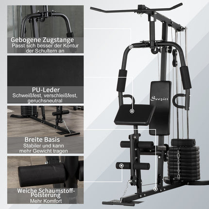 Multifunktions-Fitnessstation, Latzug/Butterfly, 45 kg Gewichte
