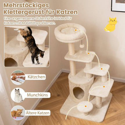 Multi-Level Cat Tree with Cave, Sisal Posts, 102cm
