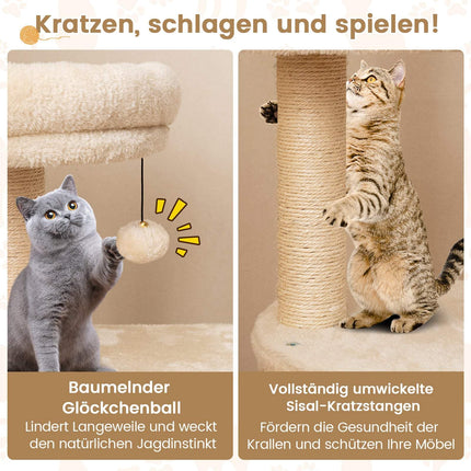 Multi-Level Cat Tree with Cave, Sisal Posts, 102cm