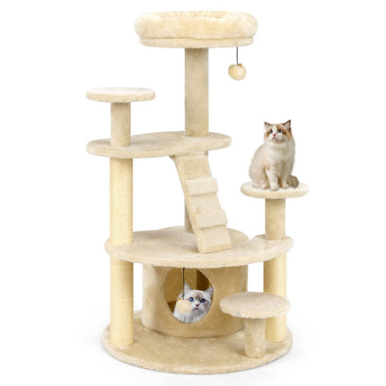 Multi-Level Cat Tree with Cave and Scratching Posts, Beige