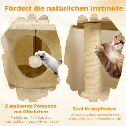 Multi-Level Cat Tree with Cave and Scratching Posts, Beige