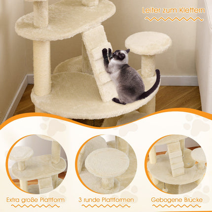 Multi-Level Cat Tree with Cave and Scratching Posts, Beige