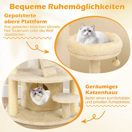 Multi-Level Cat Tree with Cave and Scratching Posts, Beige