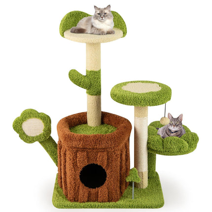 Multi-Level Cat Tree with Scratching Post, Green
