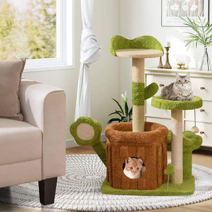 Multi-Level Cat Tree with Scratching Post, Green