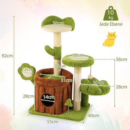 Multi-Level Cat Tree with Scratching Post, Green