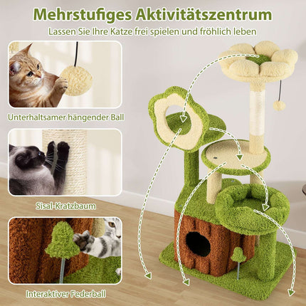 Multi-Level Cat Tree with Sisal Scratch Post, Green