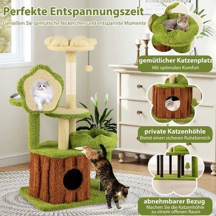 Multi-Level Cat Tree with Sisal Scratch Post, Green
