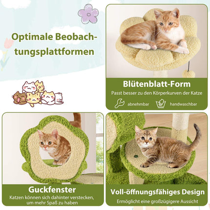 Multi-Level Cat Tree with Sisal Scratch Post, Green