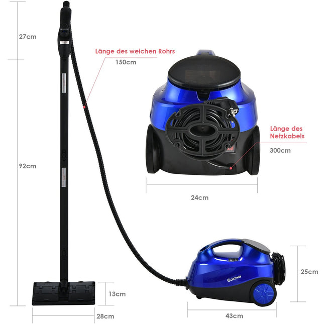 Mehrzweck-Dampfreiniger 2000W Haushaltsdampfer Hochleistungsdampfreiniger Blau