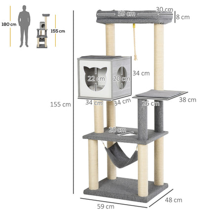 Cat scratching post with hammock - Multi-level activity tree