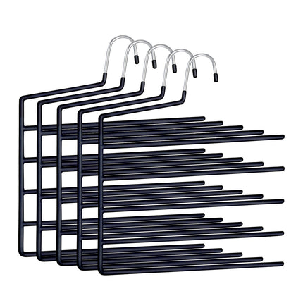Multi Trouser Hangers, Non-Slip, Space-Saving, 5-Pack