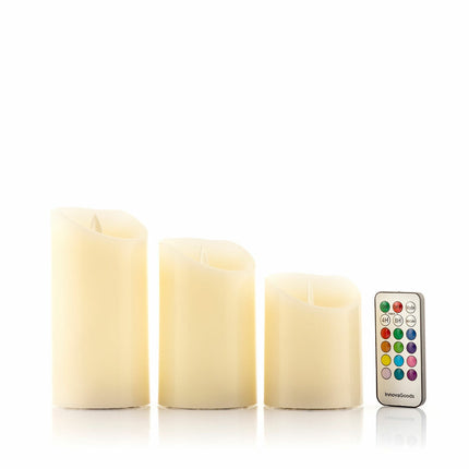 Mehrfarbige LED-Kerzen mit Flammeneffekt und Fernbedienung Lendles InnovaGoods 3 Einheiten