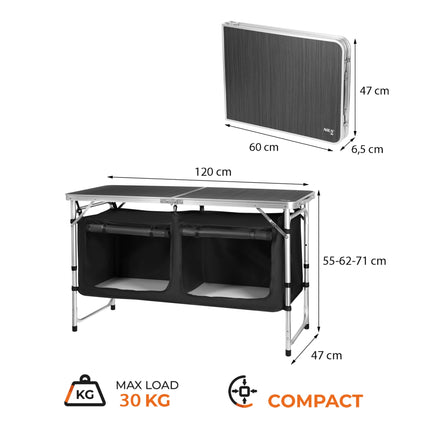 Multifunctional Camping Table with Adjustable Height