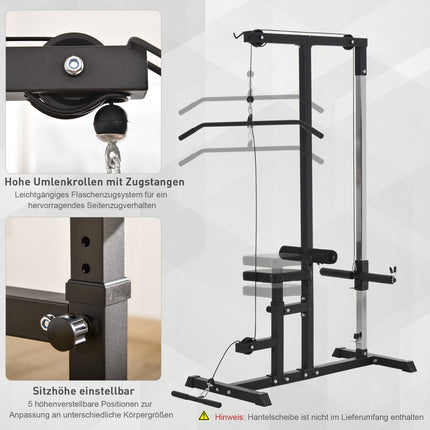 Multifunctional training station, adjustable seat and pulley