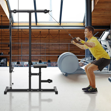 Multifunctional training station, adjustable seat and pulley