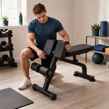 Multifunctional Hyperextension & Curls Bench, Black, Steel Frame