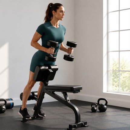 Multifunctional Hyperextension & Curls Bench, Black, Steel Frame