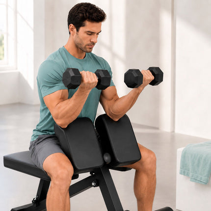 Multifunctional Hyperextension & Curls Bench, Black, Steel Frame