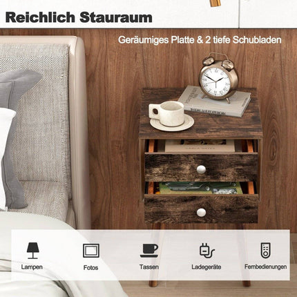 Multifunktionaler Nachttisch mit Stauraum aus Holz 40 x 40 x 59,5 cm braun