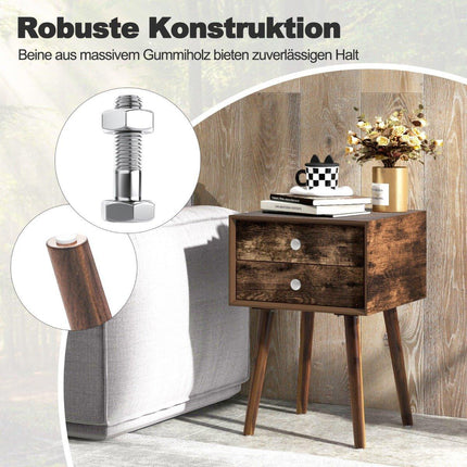 Multifunktionaler Nachttisch mit Stauraum aus Holz 40 x 40 x 59,5 cm braun